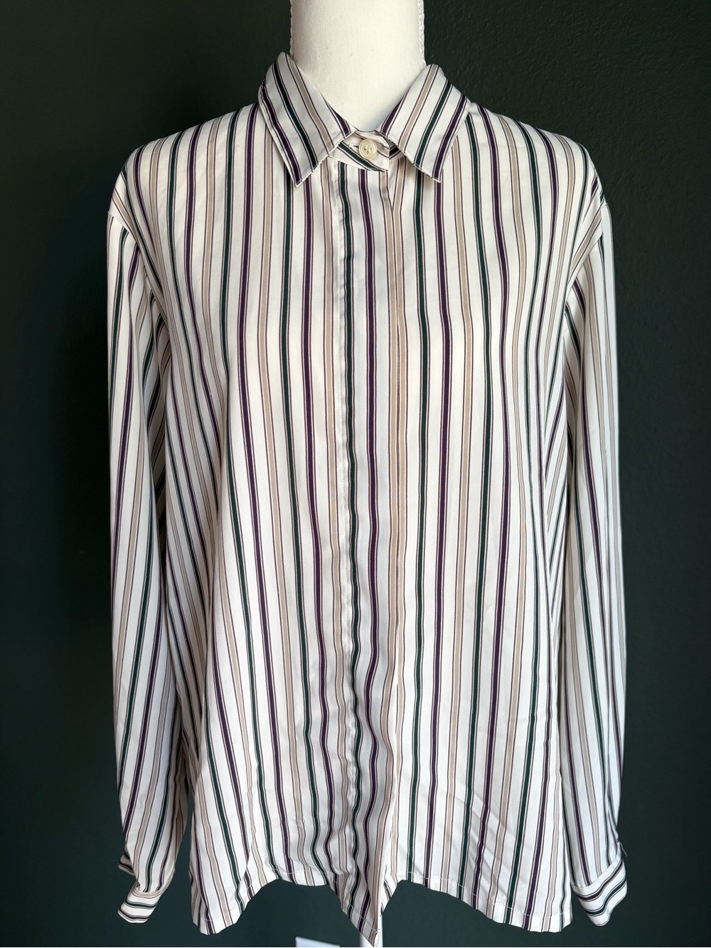 Napa Studio Petites Striped Button Front Blouse Size 16 Petite